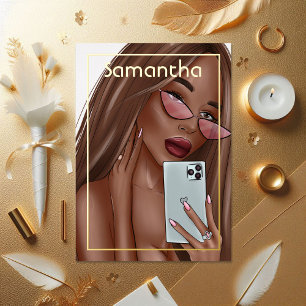 Luxe Gouden Afro-Amerikaanse Vrouw Verjaardag Folie Uitnodiging