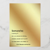 Luxe Gouden Afro-Amerikaanse Vrouw Verjaardag Folie Uitnodiging (Achterkant)