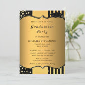 Luxe gouden afstudeeruitnodiging - Elegant (Staand voorkant)