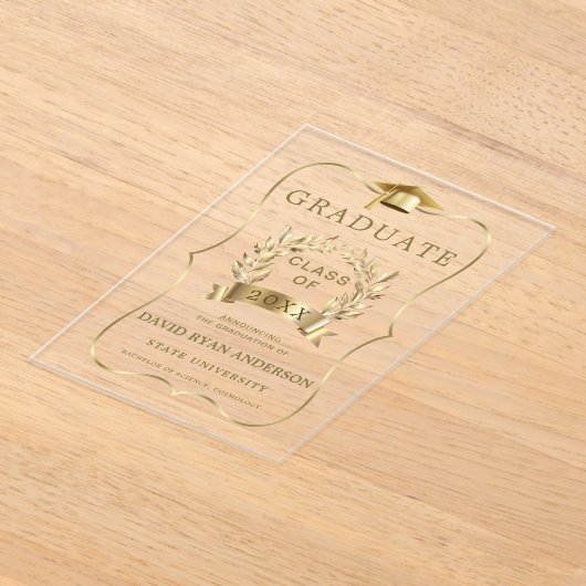 Luxe gouden Afstuderen aankondiging (Laagn)