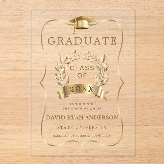 Luxe gouden Afstuderen aankondiging (Voorkant)