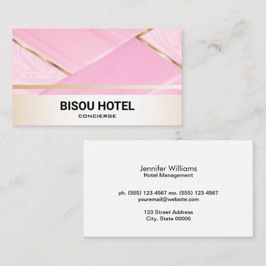 Luxe gouden afwerking | Roze marmer Visitekaartje (Voorkant / Achterkant)