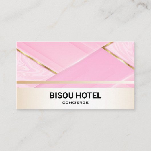 Luxe gouden afwerking | Roze marmer Visitekaartje (Voorkant)