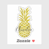 Luxe gouden ananas gepersonaliseerde naam ontwerp sticker (Vel)