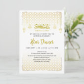 Luxe Gouden Arabesque Patroon Iftar Uitnodiging (Staand voorkant)