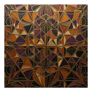 Luxe Gouden Art Deco Geometrische Mozaïek Perfect Poster