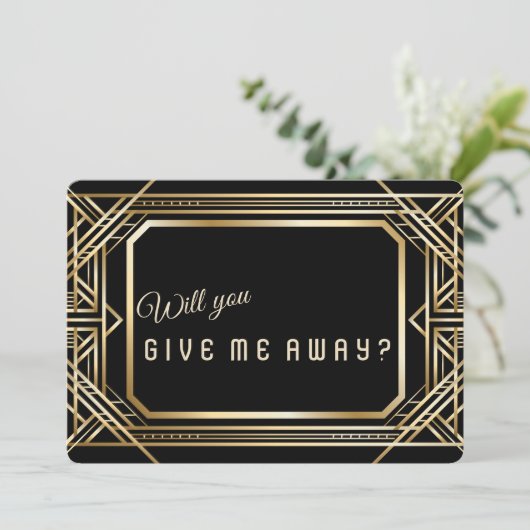 Luxe Gouden Art Deco Geweldig Zal Je Me Weggeven Kaart (Staand voorkant)