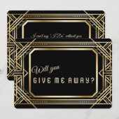 Luxe Gouden Art Deco Groot  Zal je me weggeven Kaart (Voorkant / Achterkant)