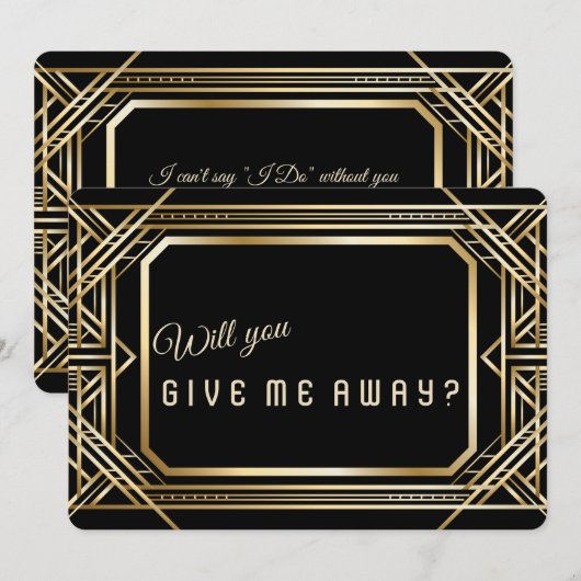 Luxe Gouden Art Deco Groot Zal je me weggeven Kaart (Voorkant / Achterkant)