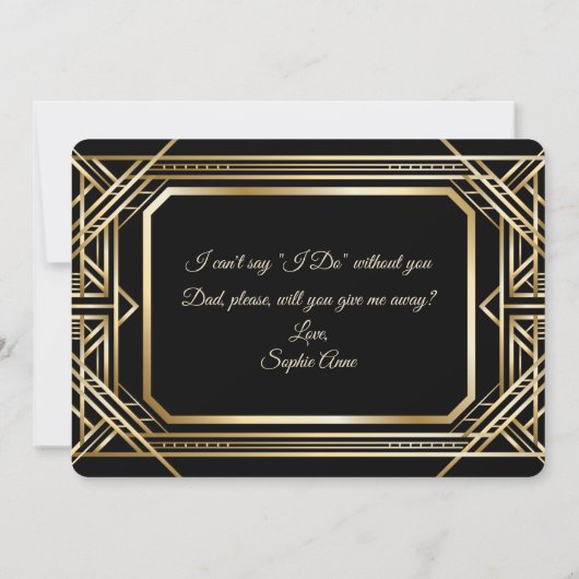 Luxe Gouden Art Deco Groot  Zal je me weggeven Kaart (Achterkant)