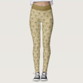 Luxe Gouden Art Deco Patroon Faux Glitter Glam Leggings (Voorkant)