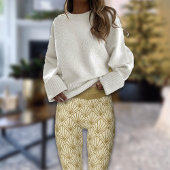 Luxe Gouden Art Deco Patroon Faux Glitter Glam Leggings