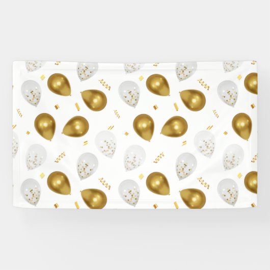 Luxe Gouden Ballonnen & Confetti Banner (Horizontaal)