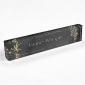 Luxe Gouden Bamboe Monogram Bureau Naamplaat Naambordje