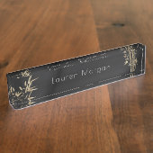 Luxe Gouden Bamboe Monogram Bureau Naamplaat Naambordje (Zijkant)
