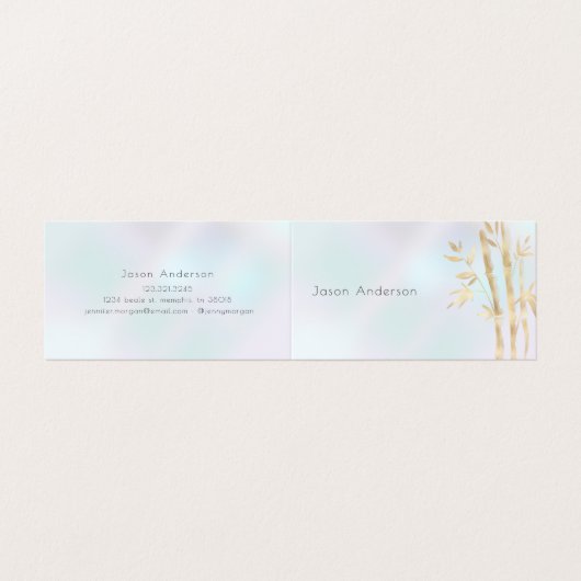 Luxe gouden bamboe QR Code Visitekaartje (Buitenkant ongevouwen)