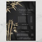 Luxe Gouden Bamboe Salon Prijs Kaart (Voorkant)