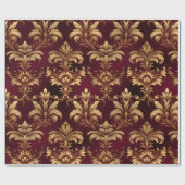 Luxe gouden barok patroon op diepe Bourgogne Cadeaupapier (Vlak)