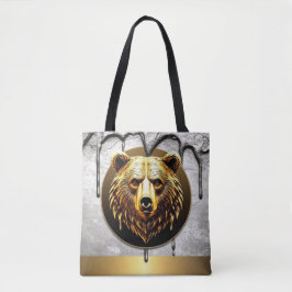Luxe Gouden Beer Embleem Metaal Stijl 🐻 Tote Bag