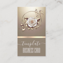 Luxe gouden beige bloemenkalligrafie  krans visitekaartje