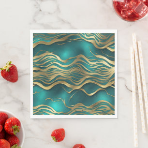 Luxe Gouden Beige Swirl Turquoise Blauwgroen Blauw Servet