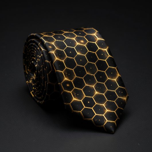 Luxe Gouden Bijenkorfpatroon Stropdas