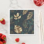 Luxe Gouden Blad Bosgroene Servetten (Insitu)