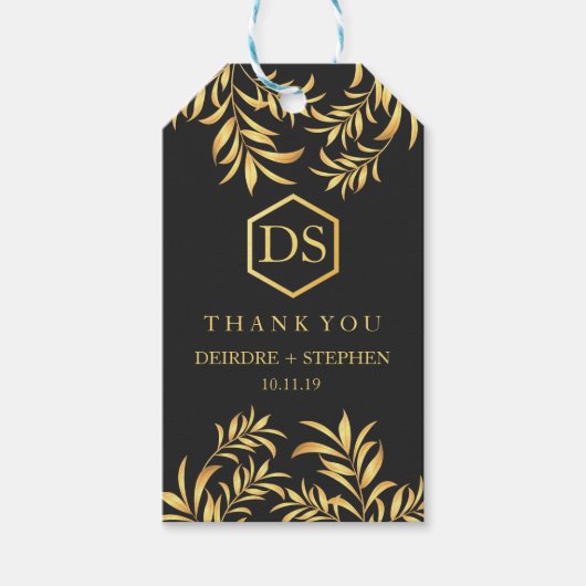 Luxe gouden bladeren bruiloft dank u cadeau Labels Cadeaulabel (Voorkant)