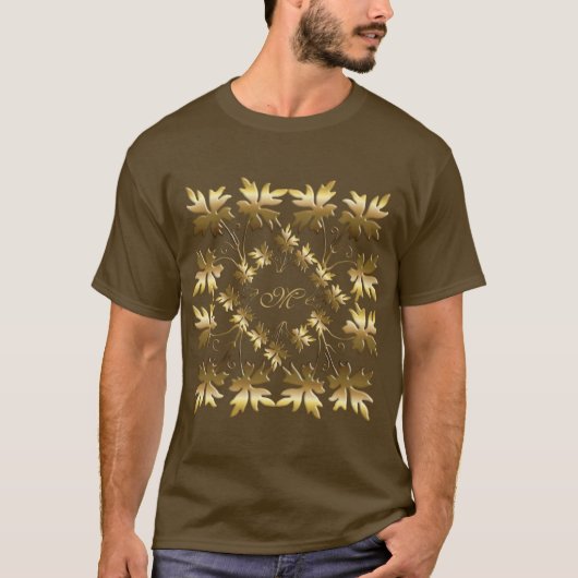 luxe gouden bladeren, Golden, Gold Luxury; T-shirt (Voorkant)