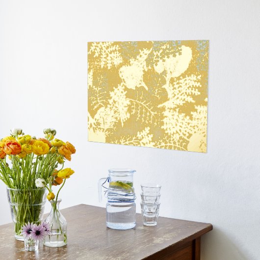 Luxe gouden bladeren pastel natuur echt folie afdrukken (Laag (Keuken))