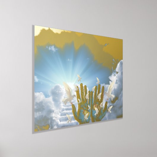Luxe Gouden Blauwe Hemel Wolken Stairway Heaven Ec Folie Afdrukken (Laagn)