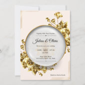 Luxe Gouden Bloem Bruiloft Kaart (Voorkant)
