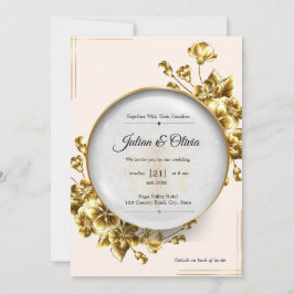 Luxe Gouden Bloem Bruiloft  Kaart
