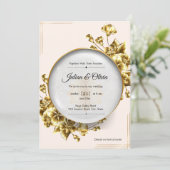 Luxe Gouden Bloem Bruiloft Kaart (Staand voorkant)
