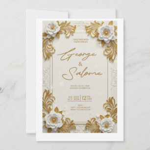 Luxe gouden bloem bruiloft uitnodiging Elegant 