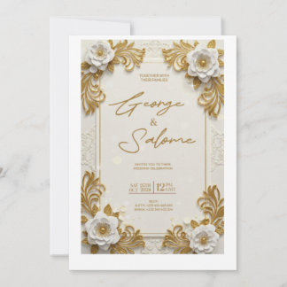 Luxe gouden bloem bruiloft uitnodiging Elegant