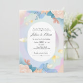 Luxe gouden bloem bruiloftsinvitatiesuite kaart (Staand voorkant)