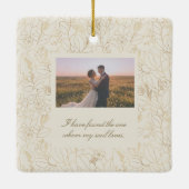 Luxe Gouden Bloem Bruiloftspatroon Keramisch Ornament (Achterkant)