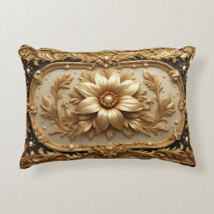 Luxe Gouden Bloem Frame Accent Kussen
