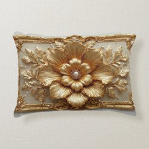 Luxe Gouden Bloem Frame Accent Kussen
