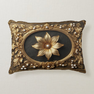 Luxe Gouden Bloem Frame Accent Kussen