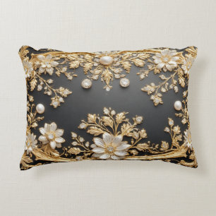 Luxe Gouden Bloem Frame Accent Kussen