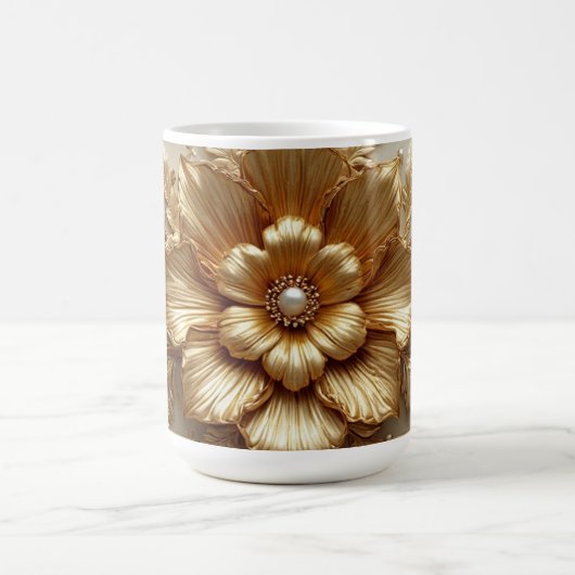 Luxe Gouden Bloem Frame Koffiemok (Center)