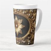 Luxe Gouden Bloem Frame Latte Mok (Rechterhoek)