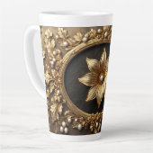 Luxe Gouden Bloem Frame Latte Mok (Linkerhoek)