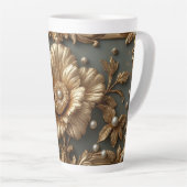 Luxe Gouden Bloem Frame Latte Mok (Rechterhoek)