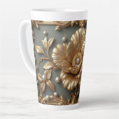 Luxe Gouden Bloem Frame Latte Mok (Linkerhoek)