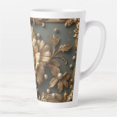 Luxe Gouden Bloem Frame Latte Mok (Rechts)