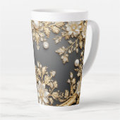 Luxe Gouden Bloem Frame Latte Mok (Rechterhoek)