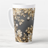 Luxe Gouden Bloem Frame Latte Mok (Linkerhoek)